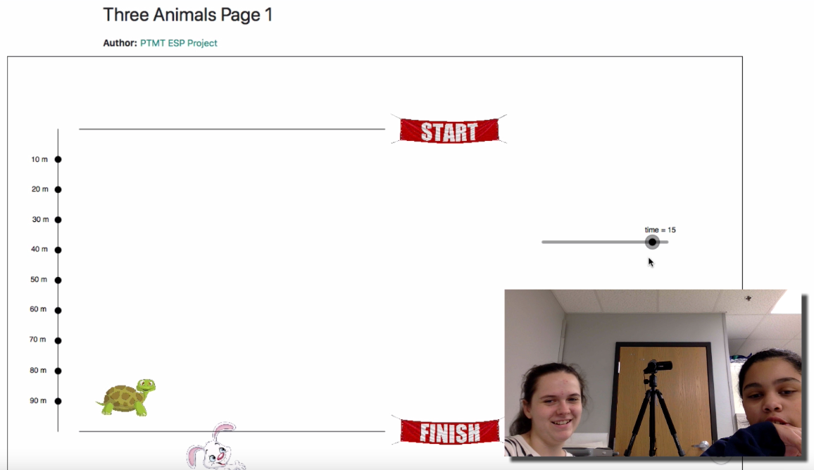 Two students working on Three Animals Race Task